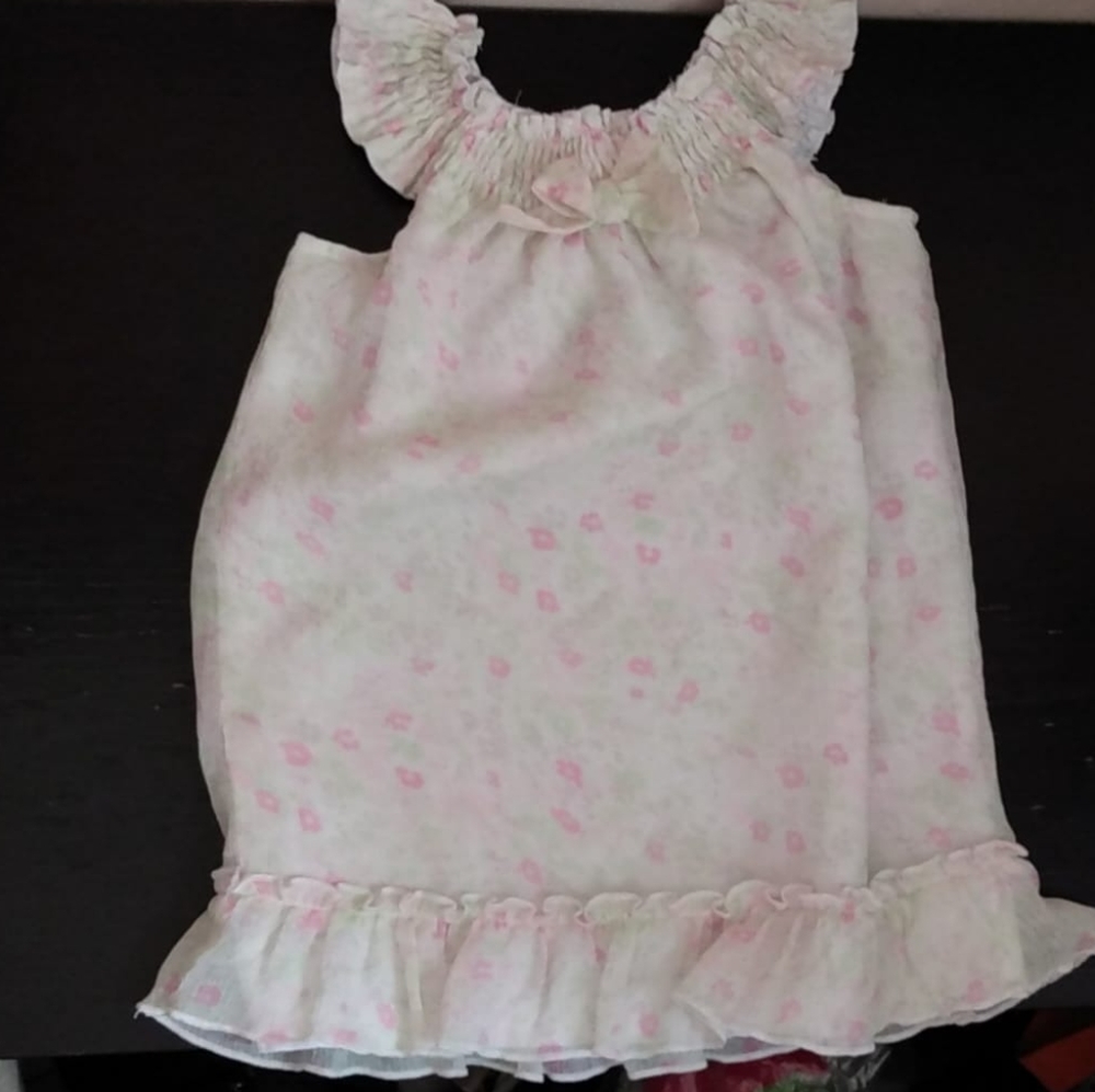 Spring Meadow Green Pink Mesh Babydoll Tank Summer Dress